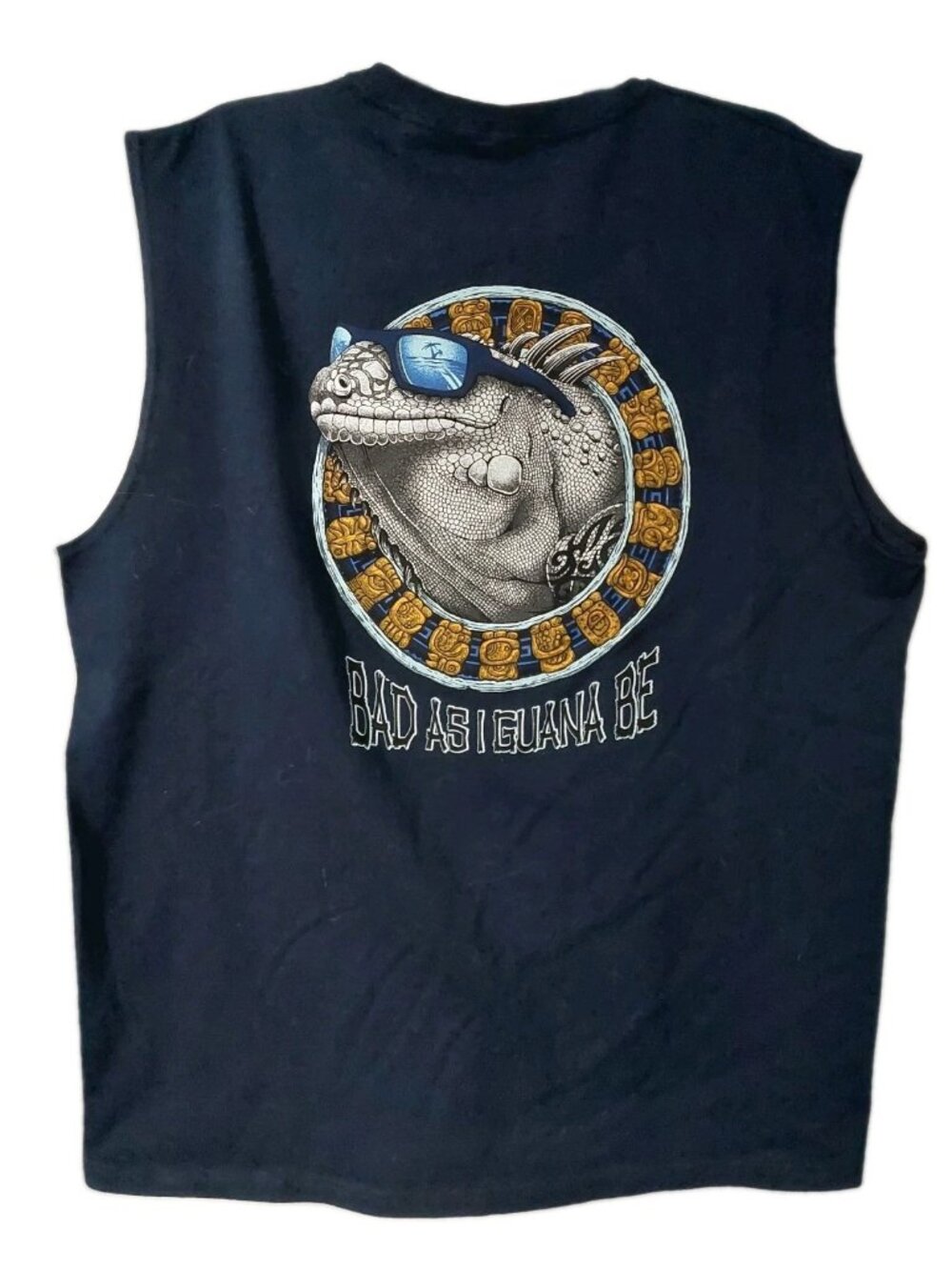 Cancun Riviera Maya Mens T Shirt Size 2X Sleeveless Navy Iguana Grahic